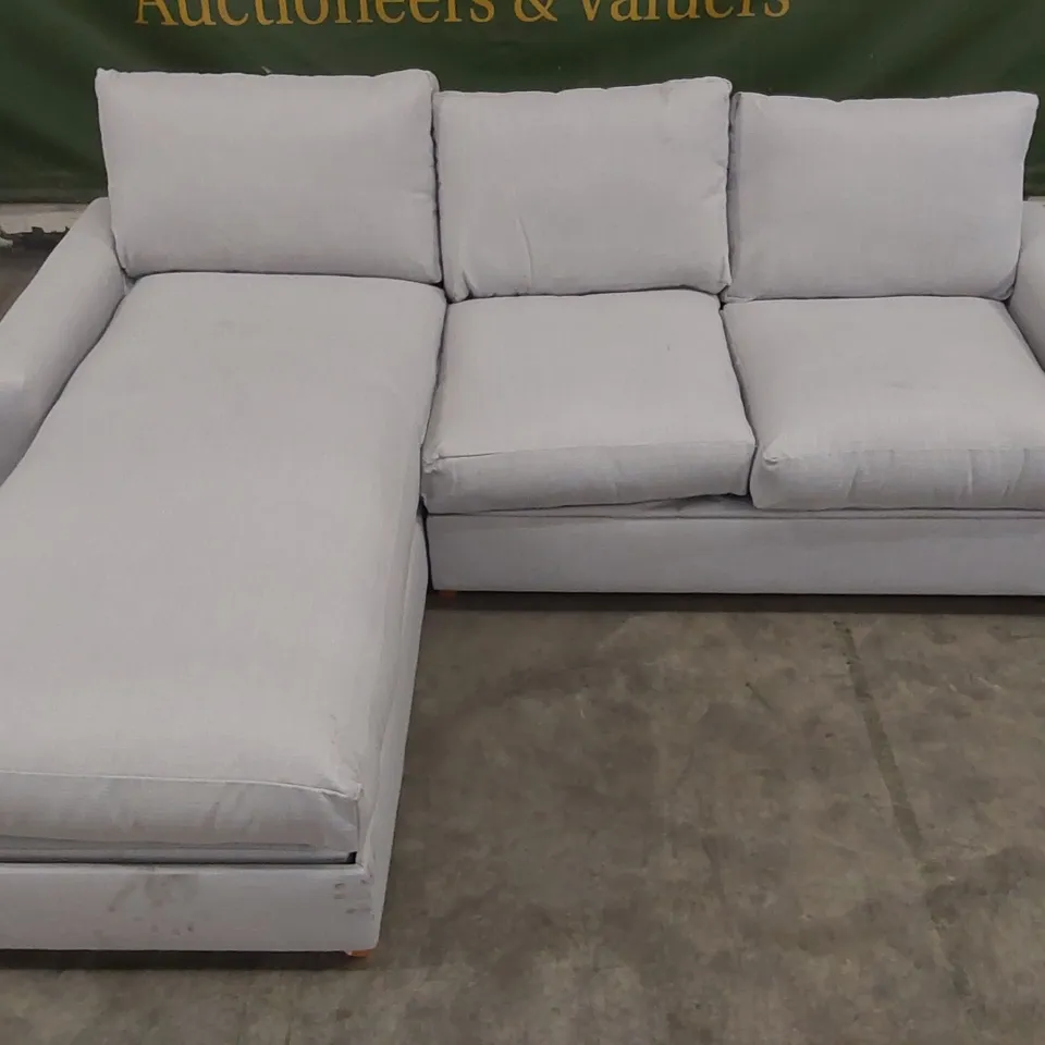 QUALITY DESIGNER ASHWELL CORNER CHAISE STORAGE SOFA BED - LIGHT GREY FABRIC
