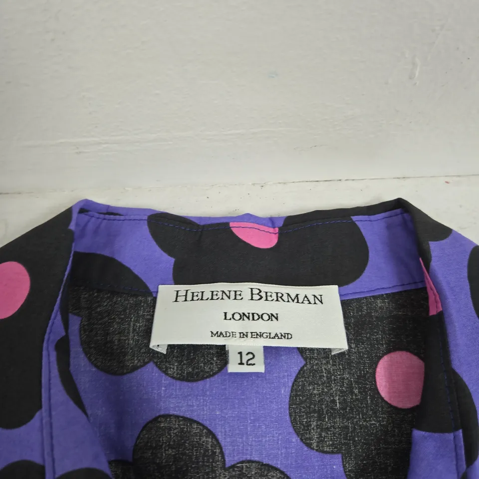 HELENE BERMAN LONDON PURPLE FLORAL DRESS, UK SIZE 12, MADE IN ENGLAND