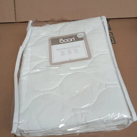 BOORI FITTED MATTRESS PROTECTOR FOR BABY COT – WHITE, SEALED