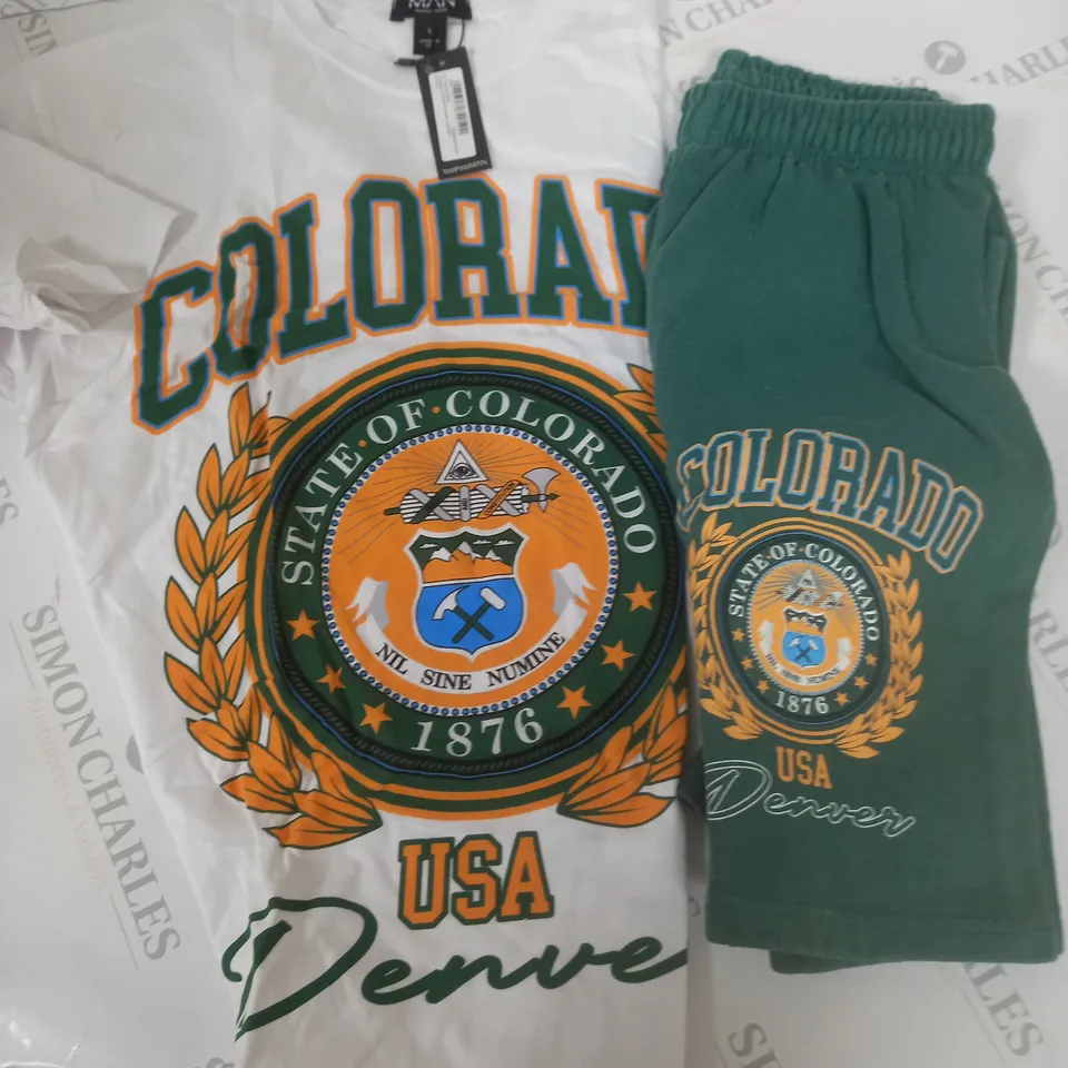 BOOHOO MAN COLARADO T-SHIRT AND SHORTS SET - S
