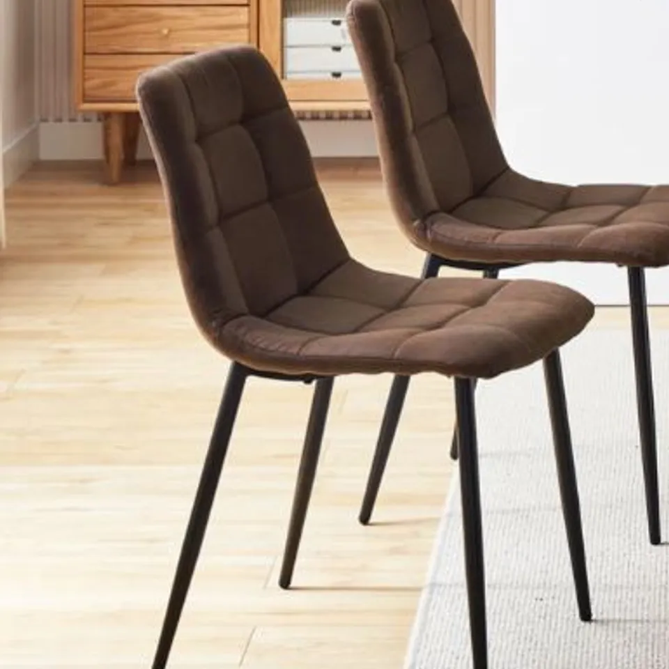 BOXED CHRISTIA SET OF TWO BROWN DINING CHAIRS (1 BOX)