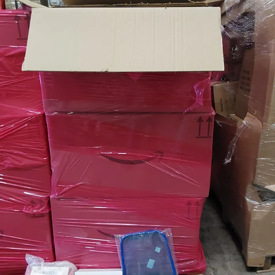PALLET OF ASSORTED ITEMS INCLUDING: CHILDREN'S SHOES, NET, SPEAKER HOLDER, MINCE PIES, BRAS, BOOK, CARD, CABLE TIES