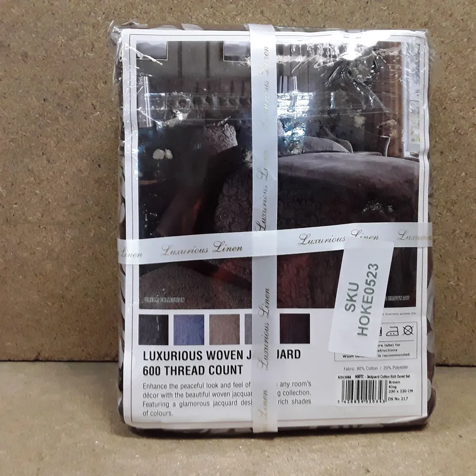 BRAND NEW LAVISH LABEL KINGSIZE DUVET COVER SET - BROWN 