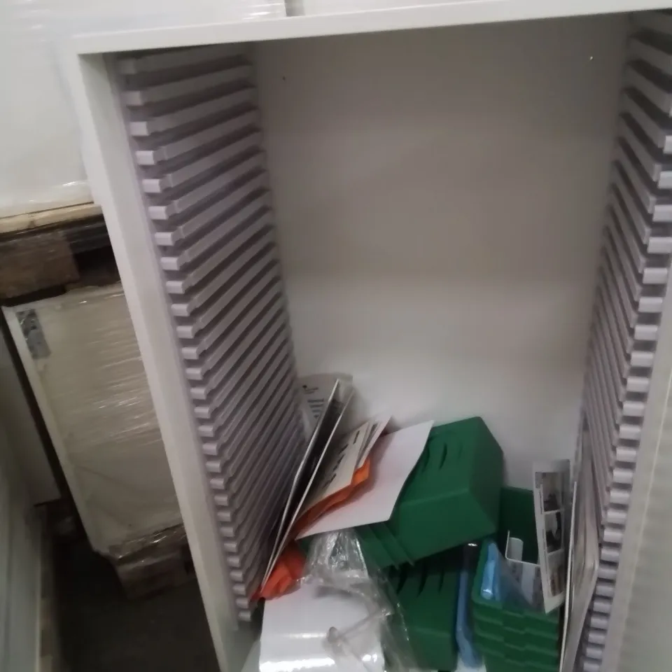 LARGE SINGLE DOOR WHEELED CUPBOARD WHITE