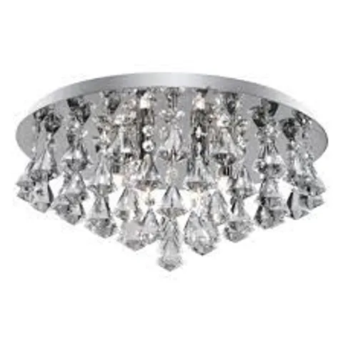 BOXED SEARCHLIGHT HANNA 8 LIGHT CEILING SEMI FLUSH LIGHT CHROME WITH DIAMOND CRYSTALS 3308-8CC