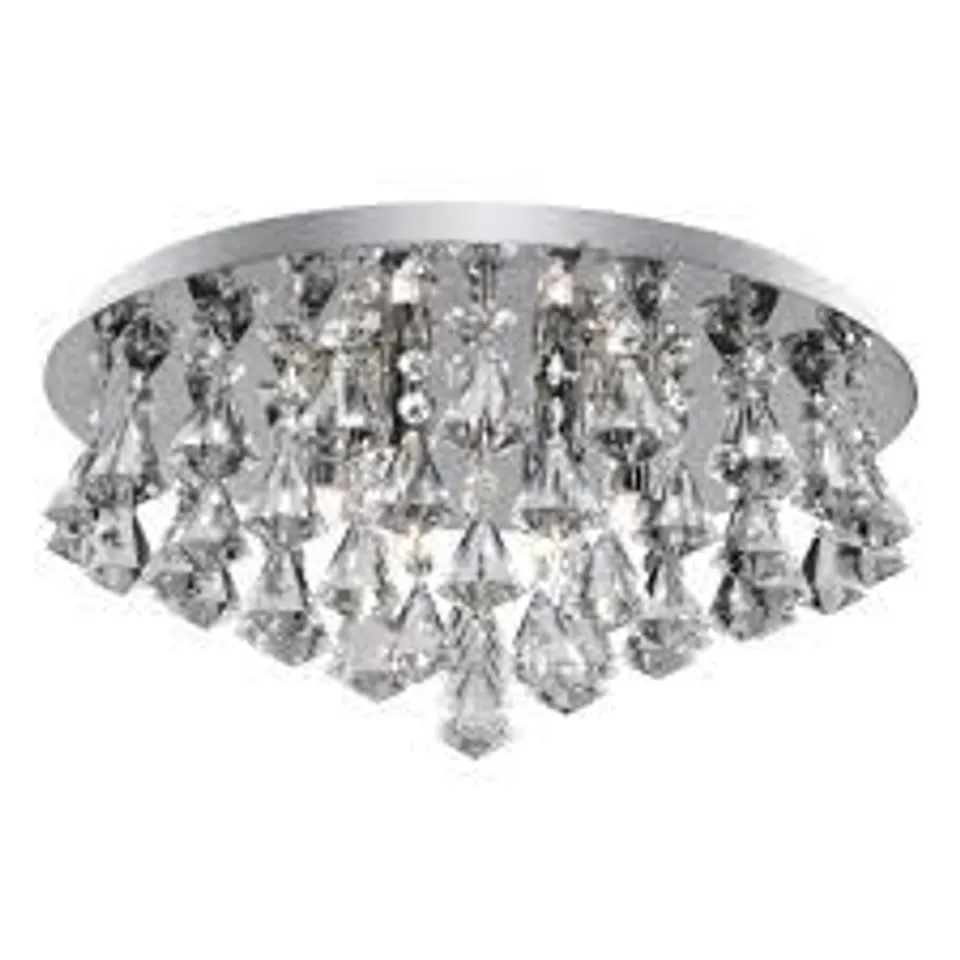 BOXED SEARCHLIGHT HANNA 8 LIGHT CEILING SEMI FLUSH LIGHT CHROME WITH DIAMOND CRYSTALS 3308-8CC