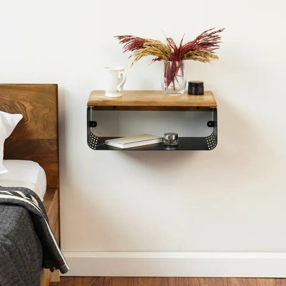 BOXED NARIYA BEDSIDE METAL FLOATING NIGHTSTAND - BLACK (1 BOX)