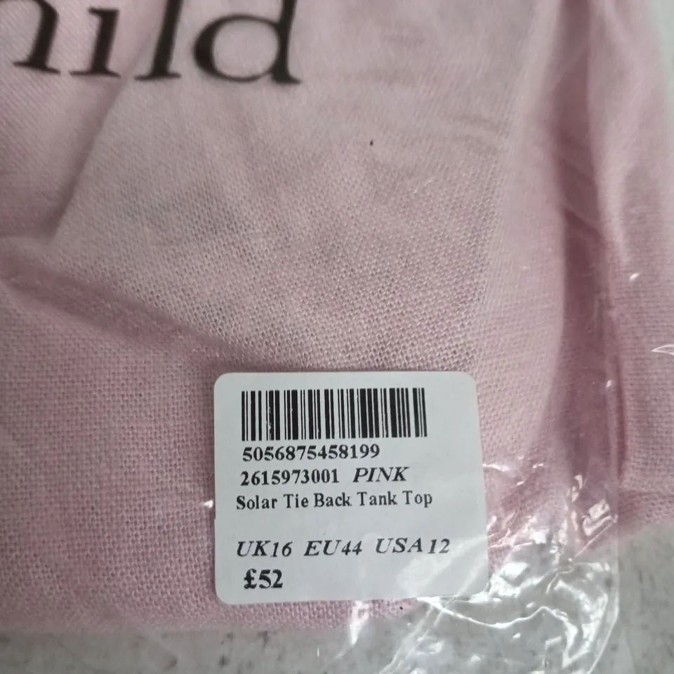 NOBODY'S CHILD PINK SOLAR TIE-BACK TANK TOP, UK16 (EU44 USA12)