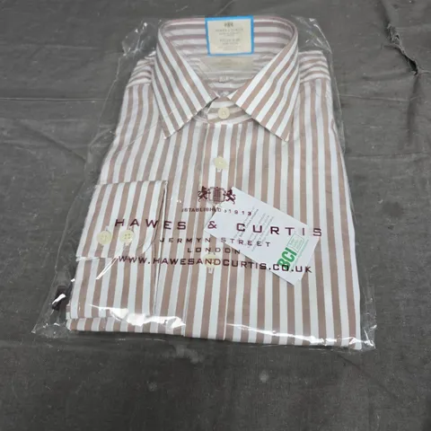 HAWES & CURTIS SHIRT IN BEIGE & WHITE SIZE 17-36