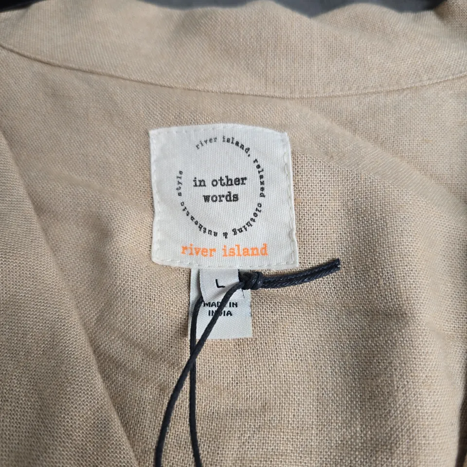 RIVER ISLAND BEIGE BUTTON-FRONT SHIRT – WOMEN'S, SIZE L