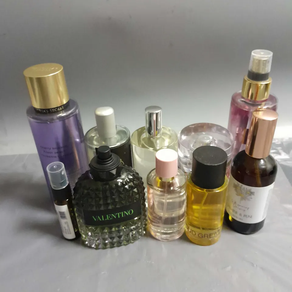 BOX OF APPROXIMATELY 10 ASSORTED FRAGRANCES TO INCLUDE - VALENTINO EAU DE TOILETTE - PASCAL MORABITO - HUGO BOSS EAU DE PARFUM - ETC
