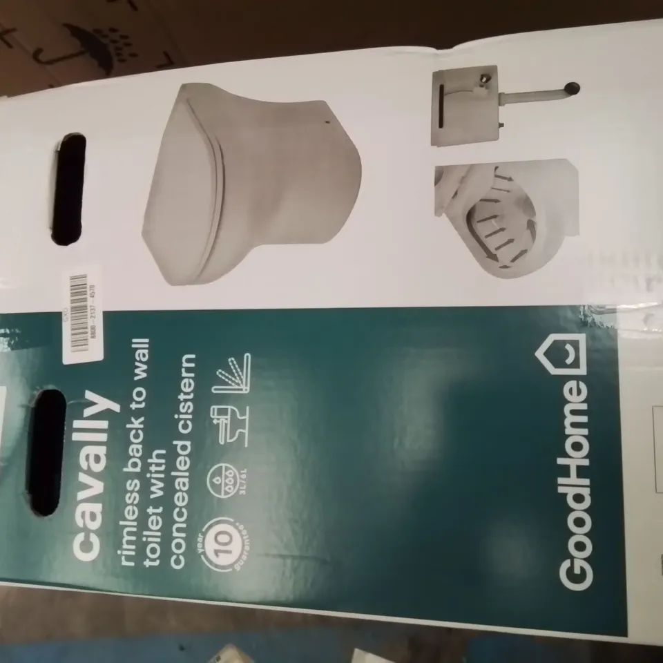 BOXED CAVALLY RIMLESS BACK TO WALL TOILET WITH CONCEALED CISTERN