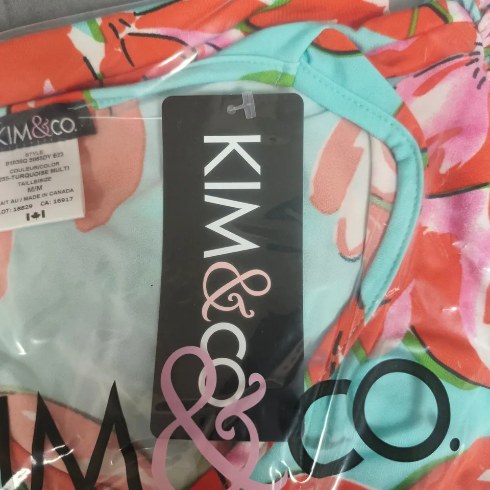 KIM & CO WOMEN'S FLORAL TURQUOISE MULTI-PATTERN GARMENT – SIZE M/M, MADE IN CANADA