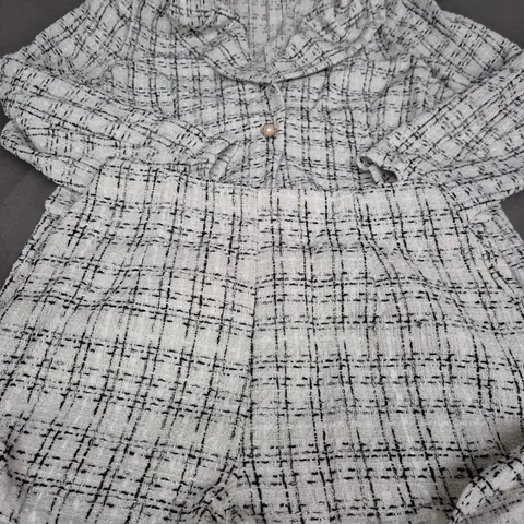 TWEED BLAZER AND SHORTS SET, WHITE/BLACK - SIZE L