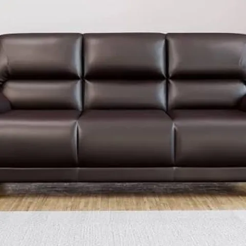 BOXED KENTON 2 SEATER FAUX LEATHER SOFA, BROWN PREMIUM FAUX LEATHER (1 BOX)