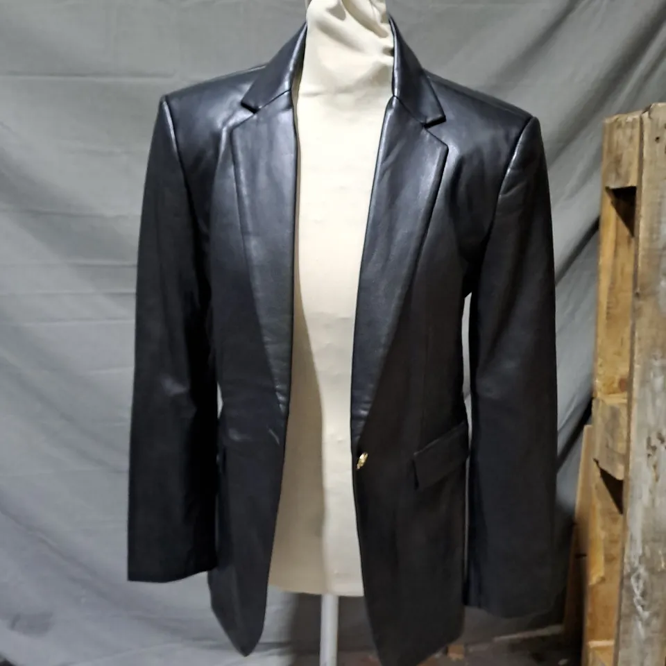 ZARA LADIES FAUX LEATHER JACKET BLACK SIZE EXTRA SMALL 