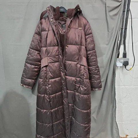 NEXT RAINWEAR COLLECTION LONG PUFFER COAT – UK 18, BROWN