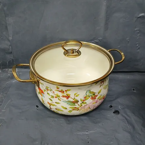 FLORAL PRINT COOKING POT WITH LID 