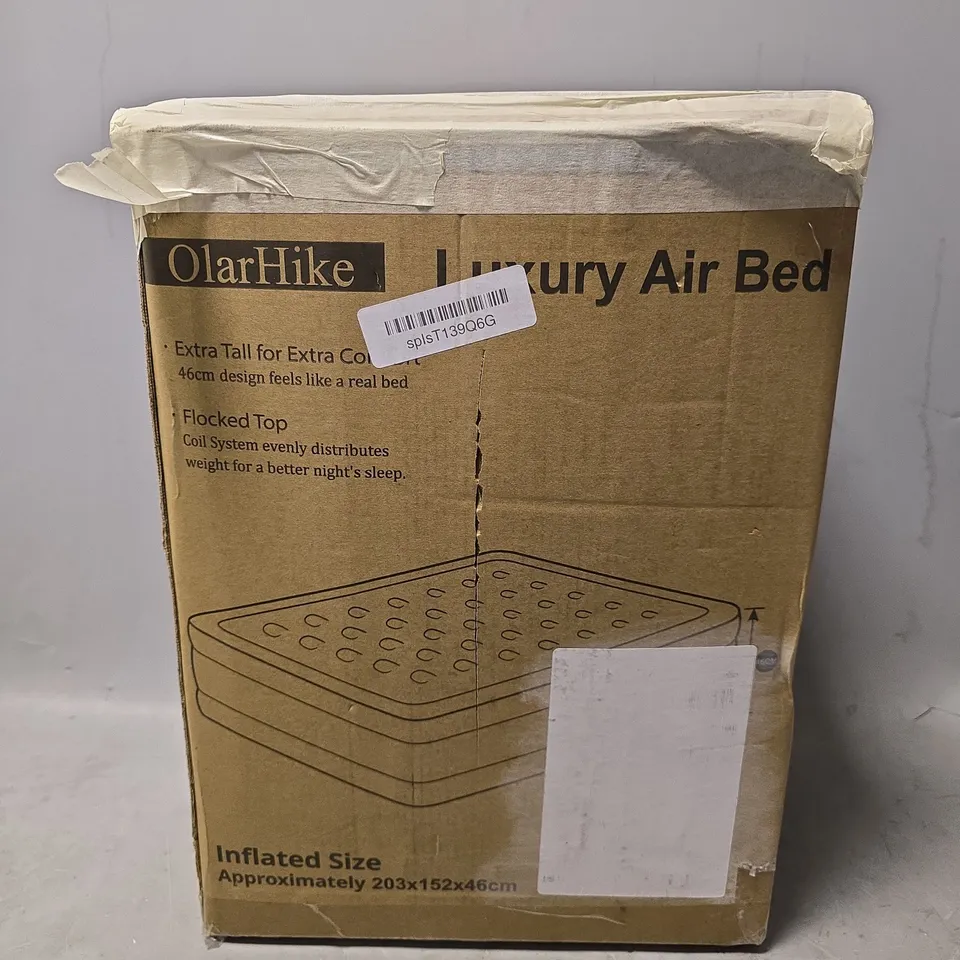 BOXED OLARHIKE LUXURY AIR BED FLOCKED TOP - 203CM X 152CM X 46CM