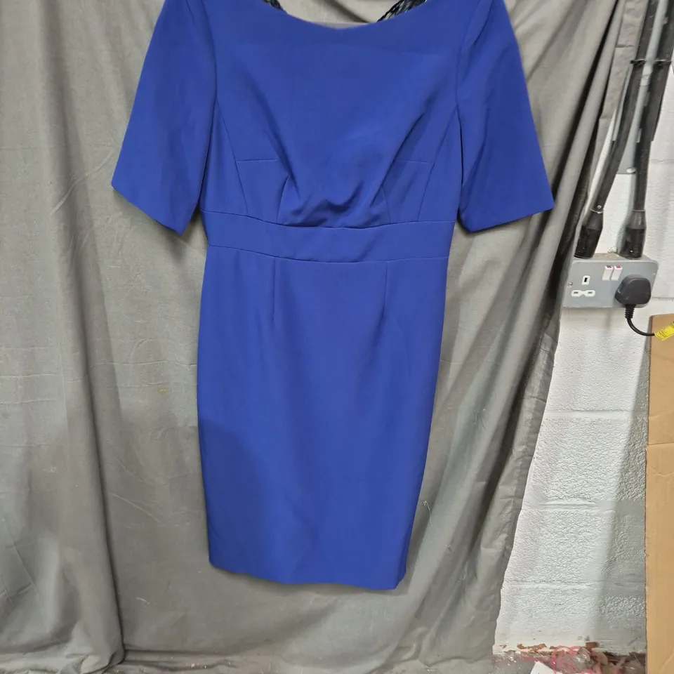 SONIA PEÑA BLUE DRESS WITH CREAM FLORAL EMBROIDERY, WOMEN'S, SIZE 40
