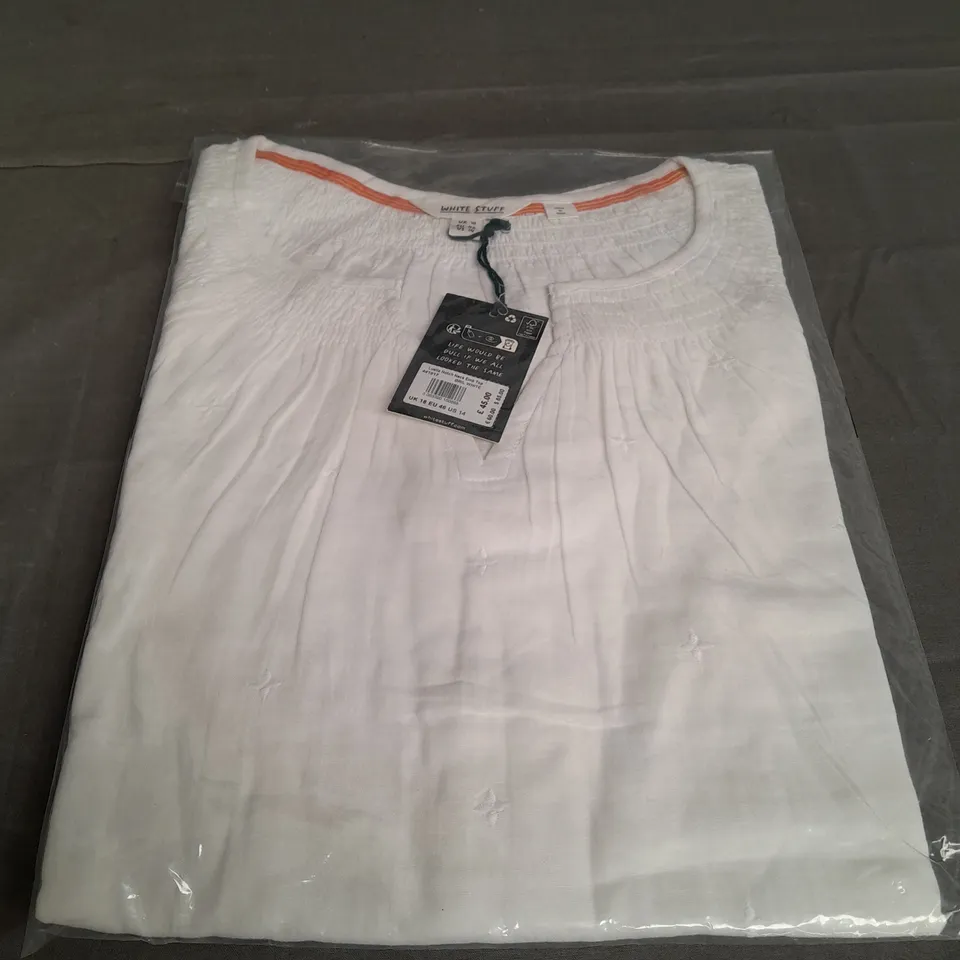WHITE STUFF LUELLA NOTCH NECK EMB TOP SIZE 18