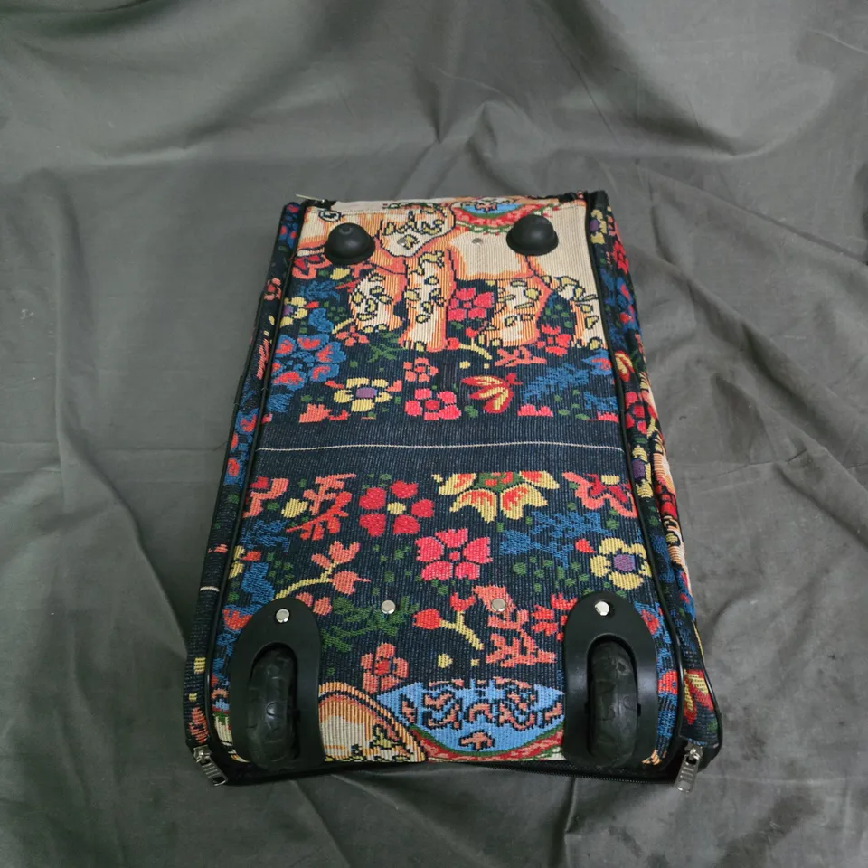 COLORFUL ELEPHANT-PRINT ROLLING TRAVEL BAG WITH HANDLES