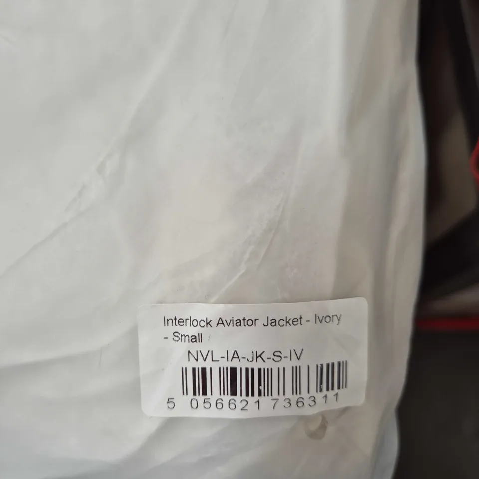 NVLTY London Interlock Aviator Jacket – Ivory – Small