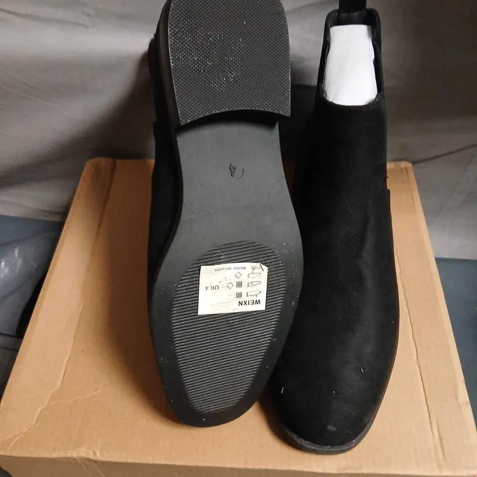 BY VERY WOMEN'S BLACK SUEDE CHELSEA BOOTS – ANKLE BOOTS, BOXED SIZE 4