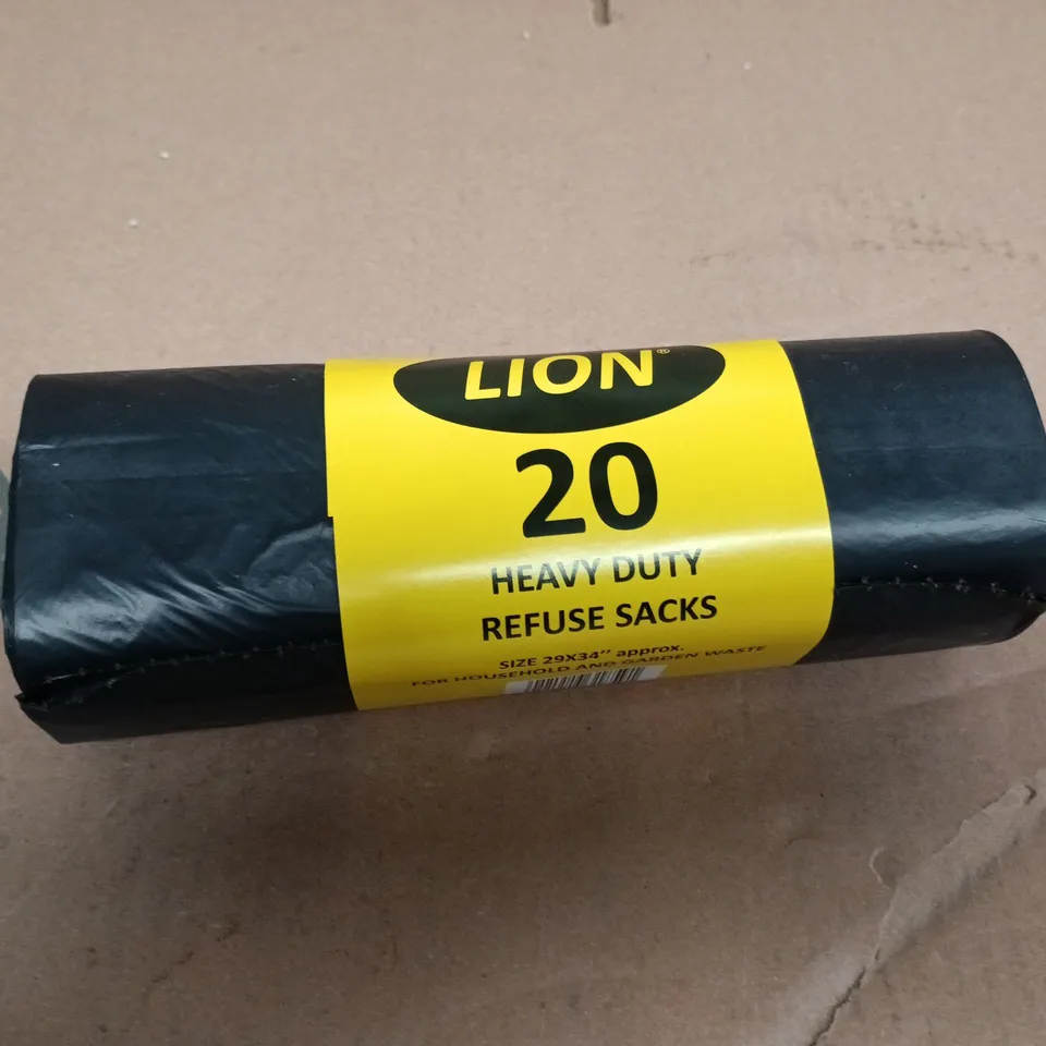 20 X LION HEAVY DUTY REFUSE SACKS - 20 SACKS PER ROLL