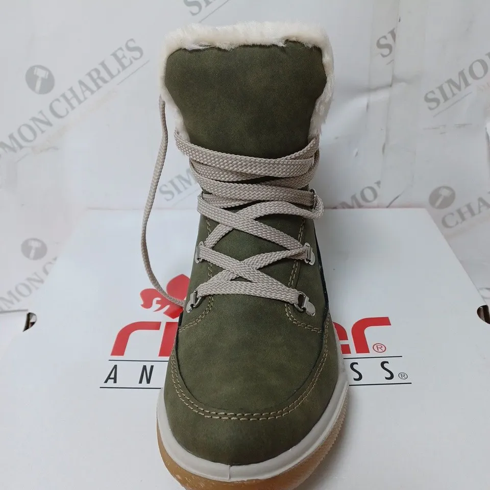 BOXED RIEKER ANTISTRESS HIKING BOOTS, KHAKI - SIZE 6