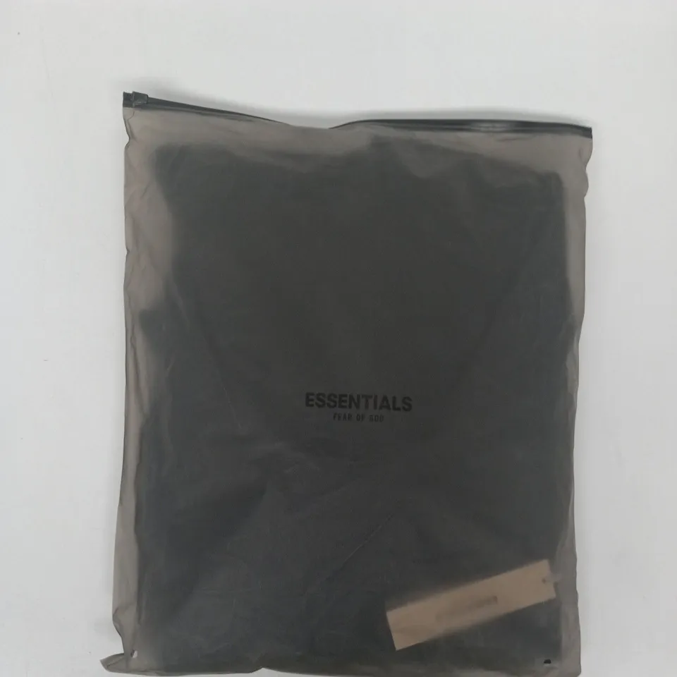 BAGGED ESSENTIALS FEAR OF GOD HOODIE IN BLACK SIZE LARGE