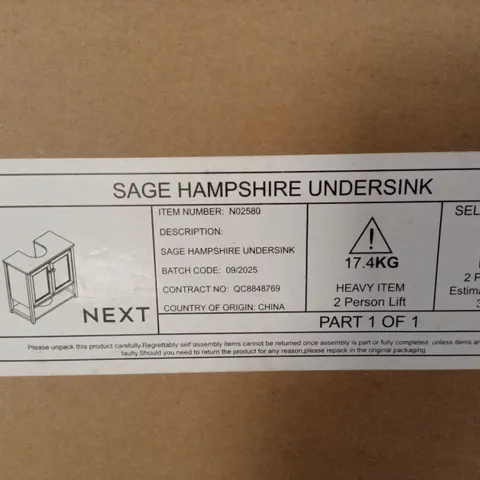 BOXED NEXT SAGE HAMPSHIRE UNDER SINK UNIT (1 BOX)