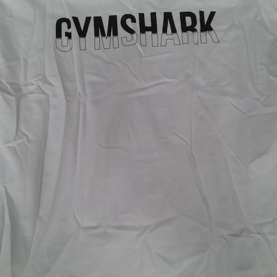 GYM SHARK FRACTION OVERSIZED T-SHIRT IN WHITE SIZE MEDIUM