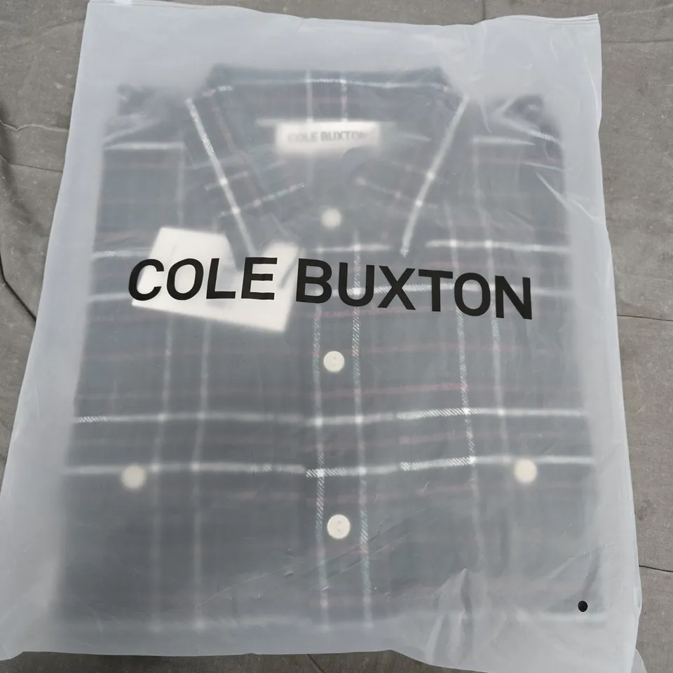 BAGGED COLE BUXTON AW24 FLANNEL SHIRT IN GREEN/BLACK - LARGE