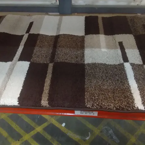 BROW SQUARED RUG - BROWN/ BEIGE / CREAM
