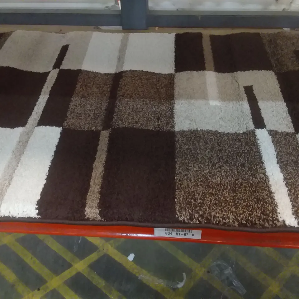BROW SQUARED RUG - BROWN/ BEIGE / CREAM