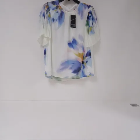 KALEIDOSCOPE - WOMEN'S FLORAL PRINT BLOUSE WITH PLEATED SLEEVES - UK 12