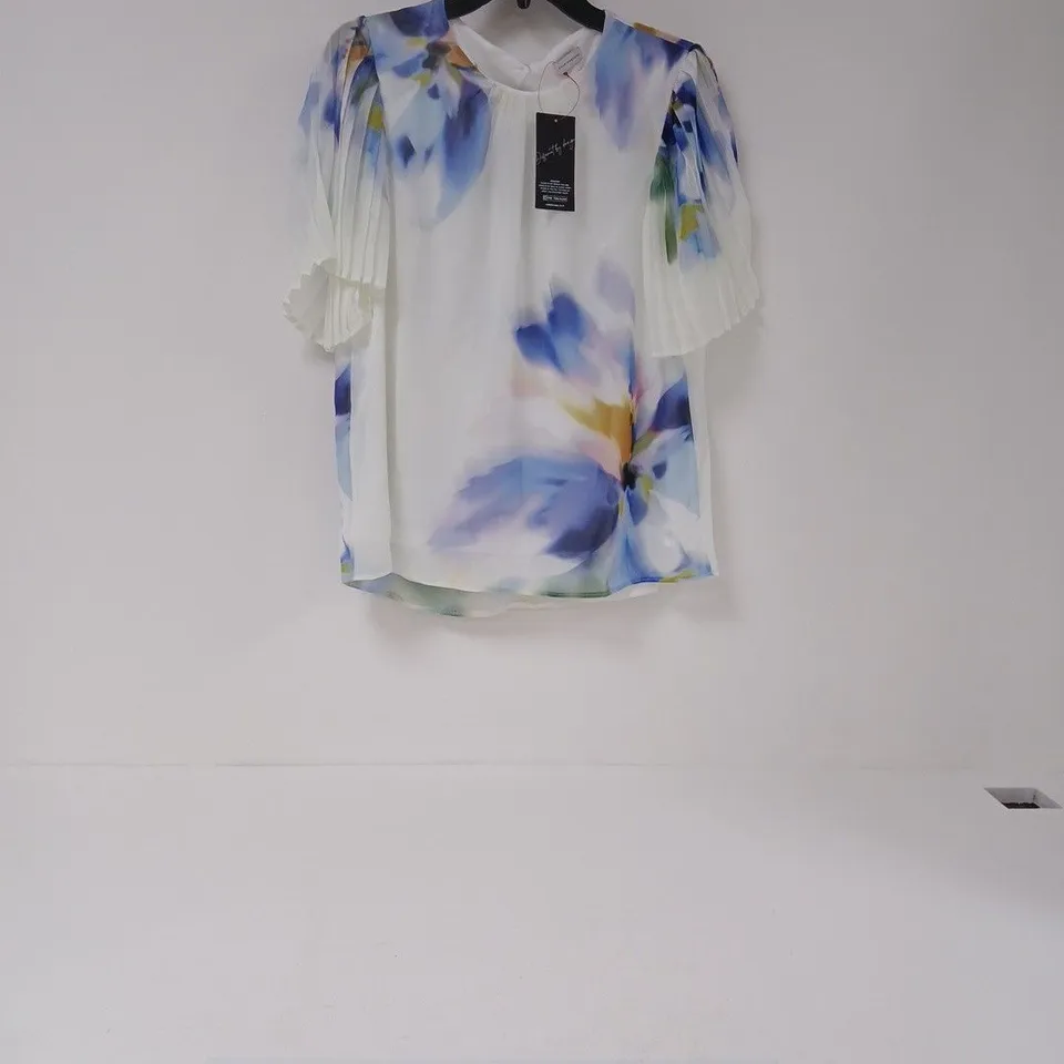 KALEIDOSCOPE - WOMEN'S FLORAL PRINT BLOUSE WITH PLEATED SLEEVES - UK 12
