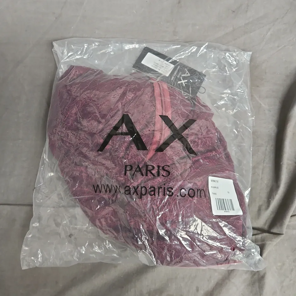 BAGGED AX PARIS LACE MIDI DRESS – PLUM – UK 12