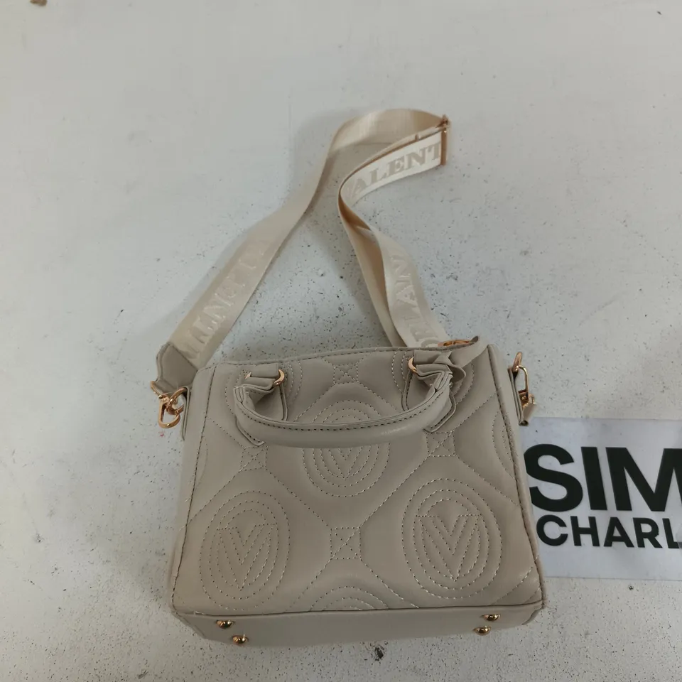 VALENTINO ORLANDI BEIGE QUILTED LEATHER SHOULDER BAG WITH LOGO STRAP