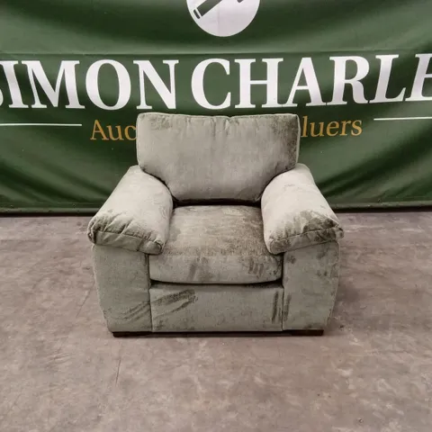 SALERNO STANDARD BACK FABRIC ARMCHAIR - OLIVE GREEN