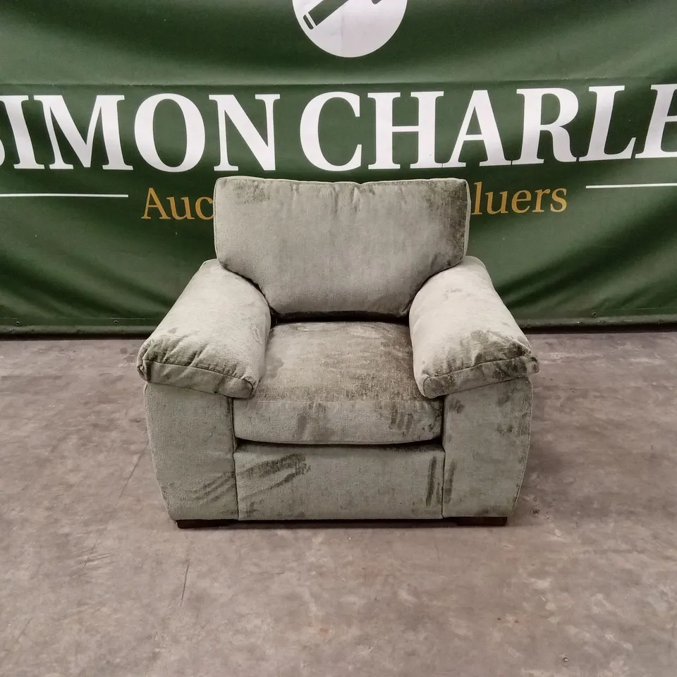 SALERNO STANDARD BACK FABRIC ARMCHAIR - OLIVE GREEN RRP £449