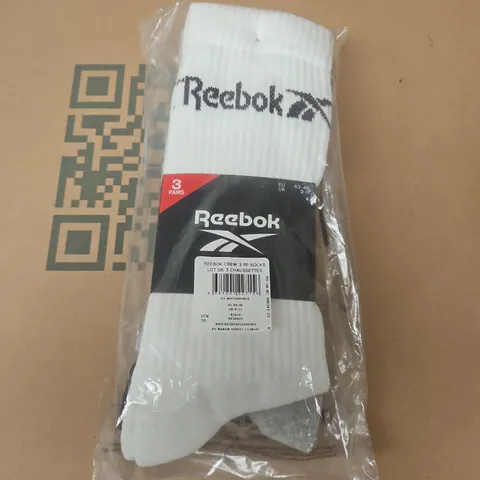 BAGGED REEBOK CREW 3 PP SOCKS - UK 9-11