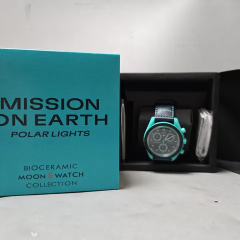 BOXED SWATCH X OMEGA MISSION ON EARTH POLAR LIGHTS WATCH
