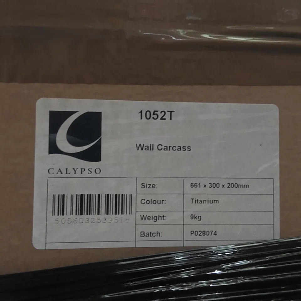 PALLET CONTAINING A LARGE ASSORTMENT OF BATHROOM FURNITURE PARTS INCLUDING: CALYPSO BASE CARCASSES, TOILET ROLL HOLDER, WALL CARCASS ECT