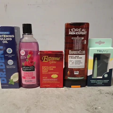 APPROXIMATELY 15 ASSORTED HEALTH & BEAUTY ITEMS TO INCLUDE - L'OREAL BARBER CLUB , TRUYU , WHITENING PULLING OIL ETC
