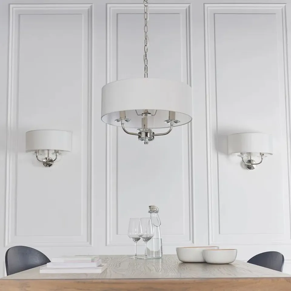 BOXED BASILIA 3-LIGHT DRUM CHANDELIER (1 BOX)