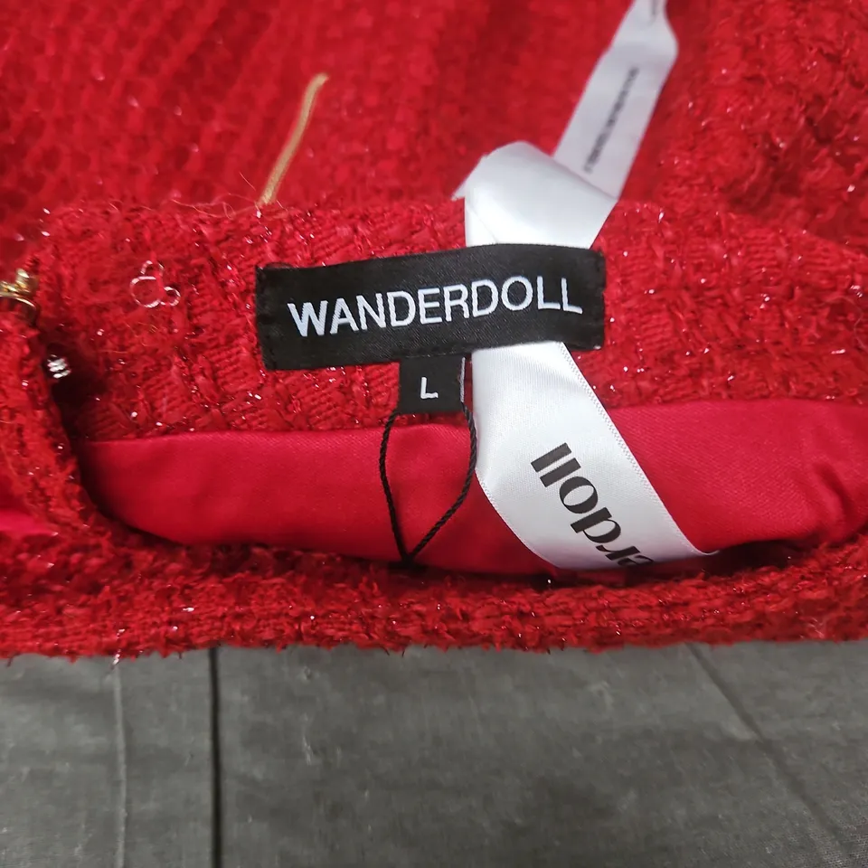 WANDERDOLL RED TEXTURED KNIT MINI SKIRT – SIZE L