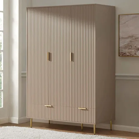 BOXED DUSK EVIE 3 DOOR WARDROBE WITH DRAWERS - TAUPE (2 BOXES)