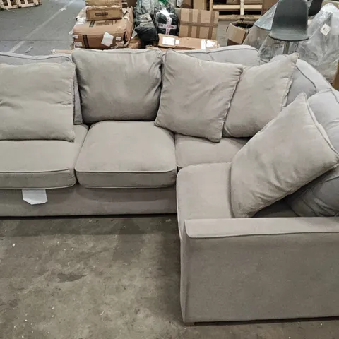 LIGHT GREY FABRIC LOUNGE SOFA WITH SCATTER CUSHIONS